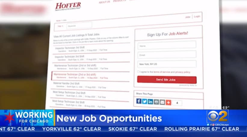 screen capture of hoffer plastics hiring page